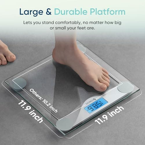 Etekcity Digital Body Weight Bathroom Scale, Large Blue LCD Backlight Display, High Precision Measurements,6mm Tempered Glass, 400 Pounds 4