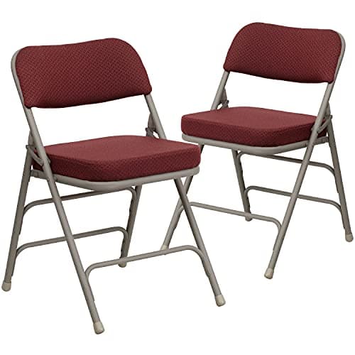 Flash Furniture Hercules Series Metal Folding Chairs with Cushioned Seat, Fabric Upholstered Event Chairs with 300-lb. Static Weight Capacity, Set of 2, Burgundy