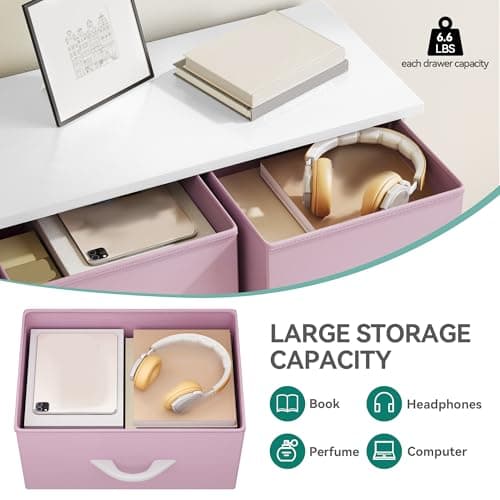 YITAHOME Dresser for Bedroom with 9 Drawers, Fabric Storage Dresser, Closet Dresser & Chest of Drawers for Living Room, Closets - Sturdy Steel Frame, Wooden Top & Easy Pull Fabric Bins(Pink) 5