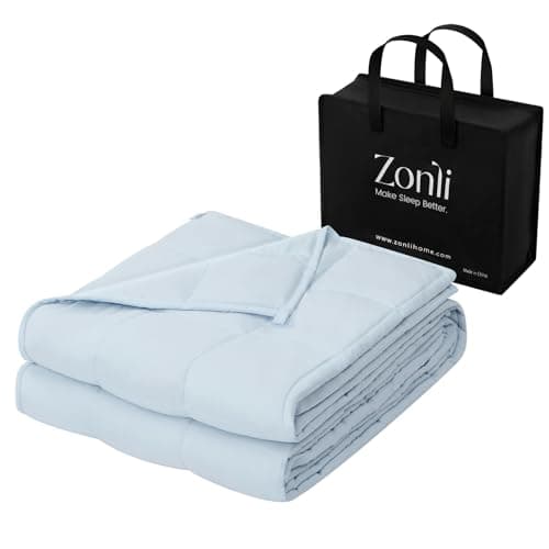 ZonLi Weighted Blanket for Adults(60"x80",15lbs, Light Blue) Queen Size High Breathability Cooling Heavy Blanket, Soft Material with Premium Glass Beads,All-Season.