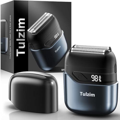 Tulzim Electric Foil Shaver for Men: Cordless Electric Razor for Face & Beard - 3 Floating Blades, 100-Min Runtime, USB-C Fast Charge, IPX7 Waterproof for Travel, Dark Black.