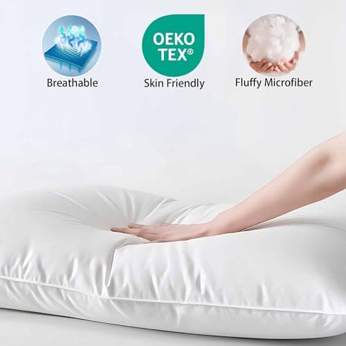 iFaon Thin Flat Slim Ultra Soft Bed Pillows Standard Size Set of 2 Pack for Sleeping, Bed Pillow for Stomach Back and Side Sleepers, Machine Washable 20x26 inches 5