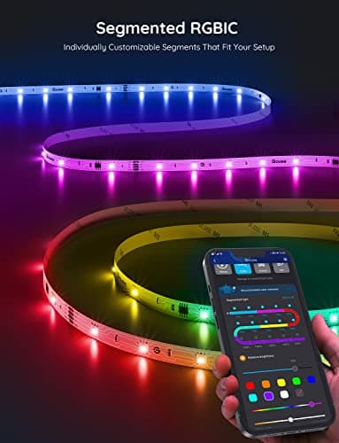 Govee RGBIC LED Strip Lights, Smart LED Lights for Bedroom, Bluetooth LED Lights APP Control, DIY Multiple Colors on One Line, Color Changing LED Strip Lighting Music Sync, Home Decor, 16.4ft 6