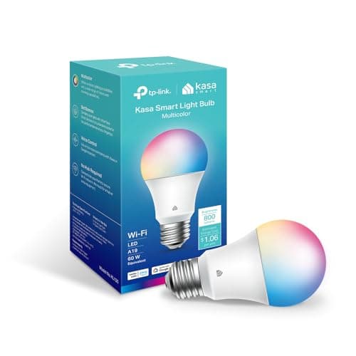 New Kasa Smart Bulb, Full Color Changing Dimmable Smart WiFi Light Bulb Compatible with Alexa and Google Home, A19, 9W 800 Lumens,2.4Ghz only, No Hub Required, 1-Pack (KL125), Multicolor