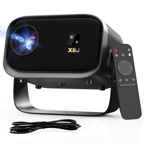 XBJ K6 Portable Projector with WiFi and Bluetooth, Electric Focus, Auto Keystone, 1080P HD 4K Support, Smart Projector Built-in Apps, Mini Projector for Outdoor & Home Movie, Compatible with TV Stick