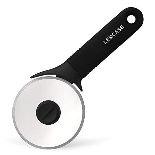 LEMCASE Pizza Cutter, Kitchen Pizza Wheel Slicer - Silicone Handle and Stainless Steel Blade with Protective Cover | Black