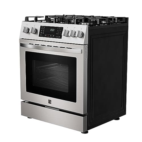 Kenmore Front Control Gas Range Oven with 5 Cooktop Burners, True Convection, Steam and Self Clean, Freestanding Stainless Steel Stove and Oven, 4.8 cu. ft. Capacity 13