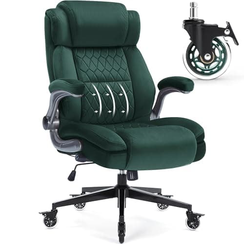 Large High Back Office Chair with Flip Arms- Executive Desk Chair with Locking Wheels, Adjustable Lumbar Support, Ergonomic Breathable Fabric Computer Chair Prevents Cats Scratching