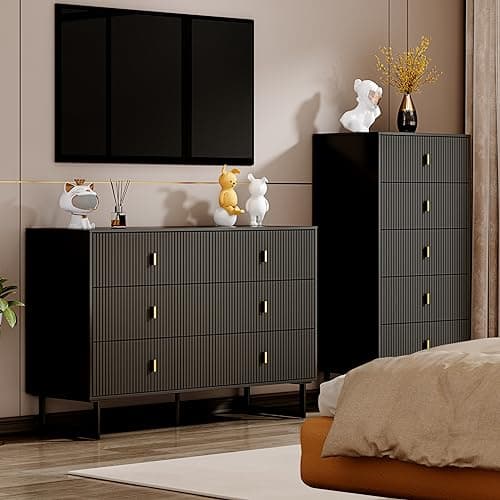 Chrangmay Black 6 Drawer Dresser for Bedroom, Large Double Dresser with Wide Drawers, Modern Chest of Drawers,Storage Organizer Dresser,Nursery Dresser,for Living Room, Hallway, Bedroom, Kids Bedroom 7