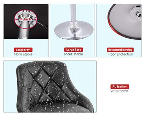 BestOffice Counter Height Bar Stools Set of 2 Bar Stools Swivel Stool Height Adjustable Bar Chairs with Back PU Leather Swivel Bar Stool Kitchen Counter Stools Dining Chairs 5