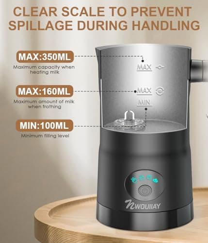 NWOUIIAY 4 in 1 Milk Frother Electric and Steamer 11.8 oz/350ml Hot/Cold Foam Maker Intelligent Temperature Control Electric Milk Warmer for Latte/Coffee/Hot Chocolate/Cappuccino 5