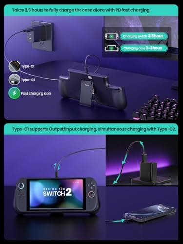 Mavulo Battery Pack for Nintendo Switch 2 (2025), 10000mAh PD/QC Fast Charging Case – Fully Charges in 2.5 Hours, LED Display, USB-C Ports, 2 Game Card Slots & Kickstand 5