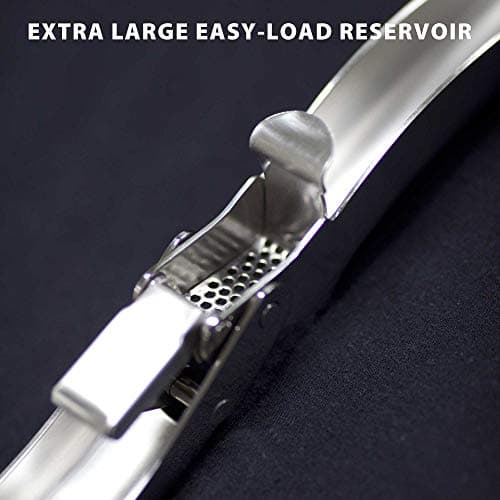 MANNKITCHEN Stainless Steel Garlic Press, Heavy Duty Professional Grade Double Lever-Assisted Garlic Mincer with High Capacity Reservoir - Easy to Clean and Rust Free Garlic Crusher 5