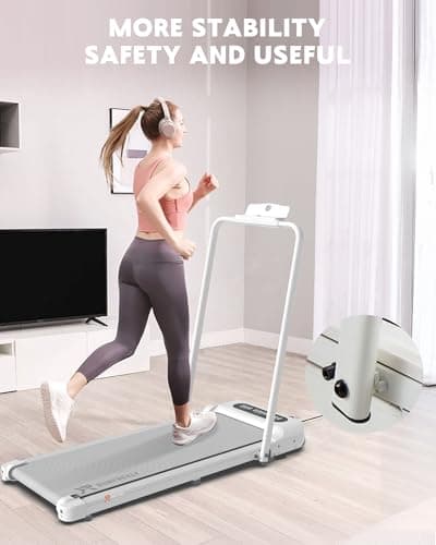 RUNFREELY Walking Pad Treadmill with Optional Handle, 3 in 1 Under Desk for Walking, Jogging & Running, Portable Compact for Home Office, 2.5HP Quiet Motor, White/Black 5
