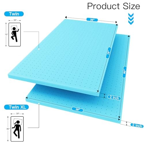 Airensky 2 Inch Twin XL (39"x80") Memory Foam Mattress Topper, Cooling Gel Infused Mattress Pad, Soft Bed Topper for Pressure Relief Back Pain, Breathable, CertiPUR-US Certified 7