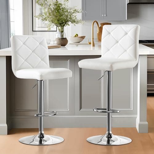 NicBex Adjustable Bar Stools Swivel Barstools, Modern PU Leather Dining Room Kitchen Island Counter Bar Stools Set of 2