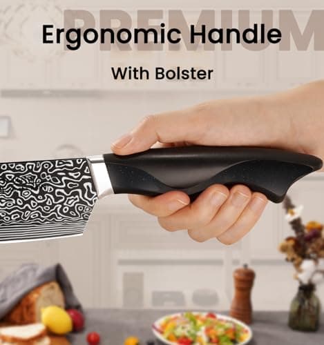 Knife Set, 15 Pieces Kitchen Knife Block Set with Built in Knife Sharpener Block, Dishwasher Safe, German Stainless Steel Knife Sets for Kitchen with Block, Best Gift 8