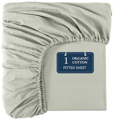 Lane Linen 100% Organic Cotton Full Size Fitted Sheet Only (54"x75") - Super Soft 100% Cotton Full Fitted Sheet - Lightweight & Durable Cotton Bed Sheet - Mineral