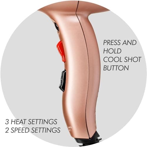 Sam Villa Lightweight & Quiet Ionic Professional Hair Dryer With Variable Speed & Temperature, Rose Gold 5