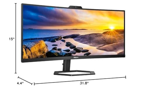 Philips 34E1C5600HE 34" UltraWide QHD 21:9 Monitor with Built-in Windows Hello Webcam & Noise Canceling Mic, USB-C Docking, Stereo Speakers, 100Hz, 4-Year Advance Replacement,Black 11