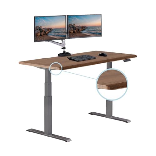 Vari ComfortEdge 60x30 Inch Adjustable Electric Standing Desk – Sit Stand VariDesk with Memory Presets, Sloped Edge, 200 LB Capacity + Tool-Free Assembly (Walnut)
