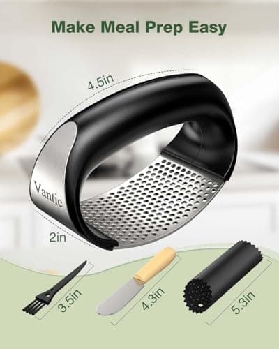 Vantic Garlic Press Rocker - Stainless Steel Garlic Crusher, Mincer and Chopper with Peeler & Scraper, Easy Kitchen Gadget for Effortless Smashing 6