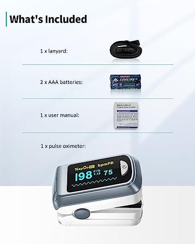 HealthTree Pulse Oximeter Oxygen Monitor Fingertip, Bluetooth Pulse Ox with Free APP, O2 Pulse Oximeter Finger and Heart Rate Monitor, 2 X AAA Batteries, Lanyard 9