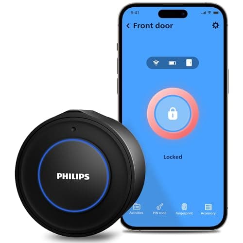 Philips Wi-Fi Smart Lock, Turn Your Existing Deadbolt into Smart Door Lock, Built-in WiFi, APP Remote Control, Keyless Entry Door Lock, Auto-Locking, Status Logging, Multiple Alarm, Matte Black