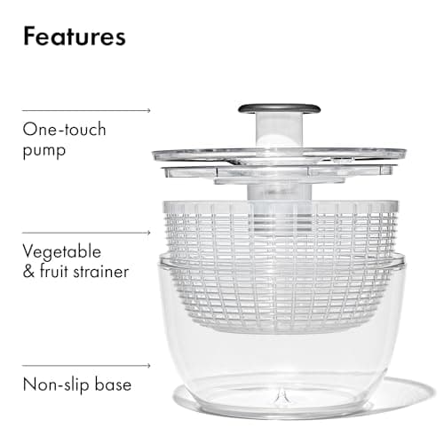 OXO Good Grips Salad Spinner | Lettuce Spinner | Fruit Washer | Fruit Washing Bowl with Strainer | Vegetable Cleaner | Salad Cleaner | Lettuce Washer | 6.22 Quart Capacity 8