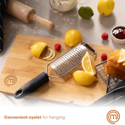 MasterChef Cheese Grater Handheld, Kitchen Food Shredder Tool for Grating Parmesan, Garlic, Ginger etc, Small Flat Zester Grater, Stainless Steel with Non Slip Rubber Foot and Easy Grip Handle 5