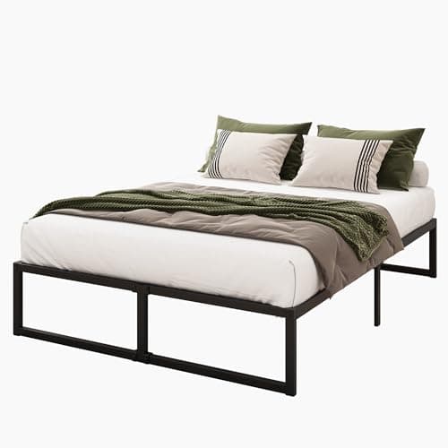Lutown-Teen 14 Inch Queen Bed Frame Heavy Duty Steel Slat Support Metal Platform Bed Frame Queen Size No Box Spring Needed, Easy Assembly, Black 8