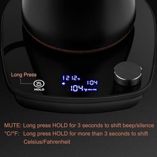 YDDZZM Gooseneck Electric Kettle, Intelligent Temperature Control, Stainless Steel Inner, Quick Heating, for Pour Over Coffee, Brew Tea, Boil Hot Water, 1000W 0.9L Black 7
