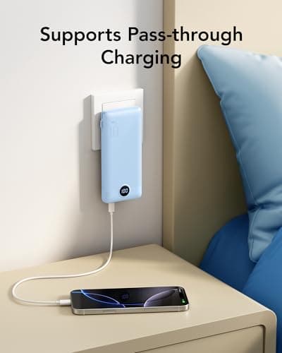 VRURC Portable Charger Power Bank - 10000mAh Fast Charging 22.5W USB Port Fast Charging Power Bank,4 Outputs Dual Inputs Slim Compact Rechargeable Battery Pack Travel Accessories-Blue(1 Pack) 7