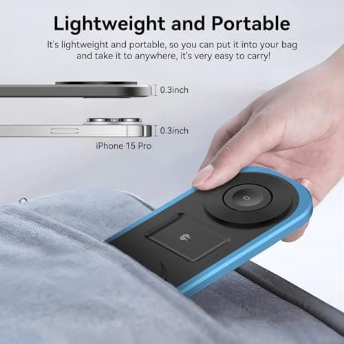 3 in 1 Fast Wireless Charger Stand for iPhone, Foldable Travel Charging Station for Magsafe for iPhone 17/Air/16/15/14/13/12 Series, Apple Watch Series, AirPods pro/2/3/4, 2025 Christ mas Gifts (Blue) 5