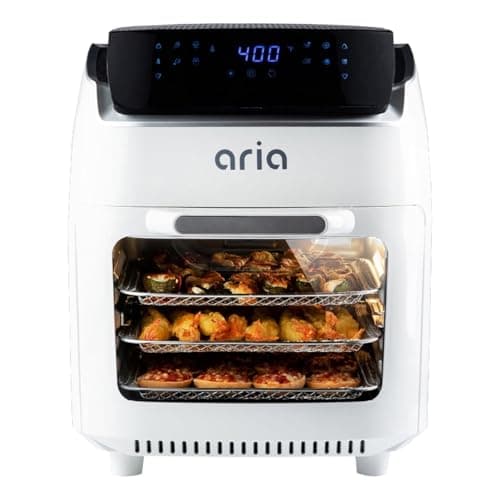 Aria 10 Qt. Touchscreen Air Fryer Oven with Premium Accessory Set and Recipe Book, White