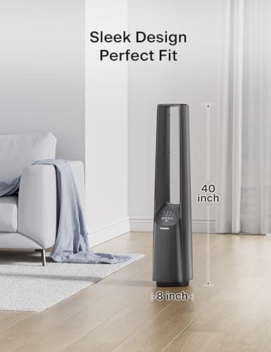 PELONIS 40" Bladeless Tower Fan with Powerful Airflow, Ultra-Quiet DC Motor (22 dB), 6 Speeds, 4 Modes, Remote Control, 7-Hour Timer, 90° Oscillation, Safe Design for Bedroom, Home, Office 11