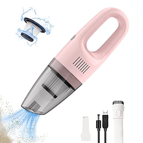 Portable Handheld Vacuum Cleaner Cordless, Cleaner for Dirt Home Pet Hair, Car Interior Dust, Power Suction Lightweight Stylish Hand Vacuum (Pink)