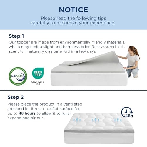 Bedsure 4 Inch Memory Foam Twin XL Mattress Topper for College Dorm, Dual Layer 2.5 Inch Gel Memory Foam and 800 GSM Waterproof Mattress Pad, Extra Long Twin Pillow Top Topper (Twin XL, 39x80 Inches) 7