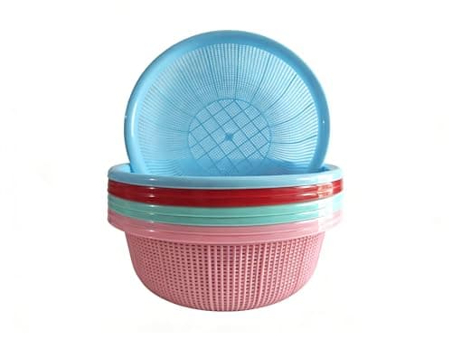 8 pcs Plastic Wash Basket Round Perforated Colander Wash Vegetables and Fruits Drain Cooked Pasta Kitchen Essentials Food Strainer Basket Strainer Kitchen Blue pink green red