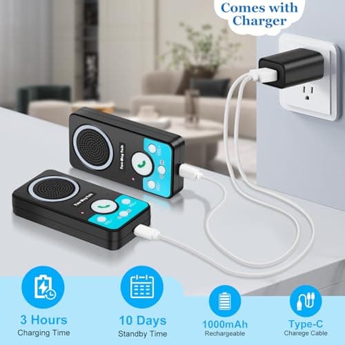 VJANW Intercoms Wireless for Home, 2 Way Audio Hands-Free Long Range Wireless Intercom System, 4 Ringtones 8 Volume Levels, Up to 10 Days Standby Intercom Syetem for House, Office, Classroom, Black 5