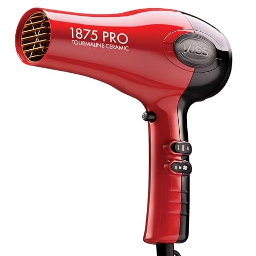 KISS 1875 Watt Pro Tourmaline Ceramic Hair Dryer, Styling Edition, 3 Heat Settings, 2 Speed Settings, Cool Shot Button, 7 Blow Dryer Accessories Included, 2-Year Warranty - Red 5