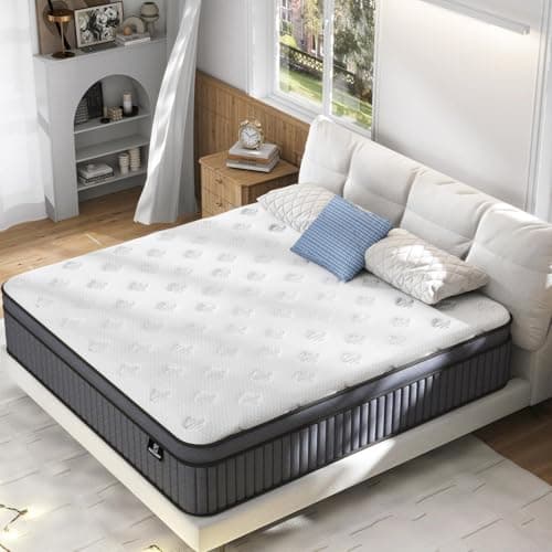 EEN EEN SLEEP King Size Pillow Top Firm Hybrid Mattress in a Box, 14 Inch, White, Memory Foam and Pocketed Springs, Pressure Relief