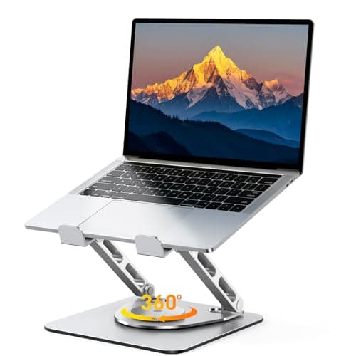 RIWUCT 360° Rotatable Laptop Stand for Desk Adjustable Height, Ergonomic Laptop Riser Holder with Dual-bar Support, Portable Computer Notebook Stand for MacBook Air Pro, Dell XPS, HP (10-16")