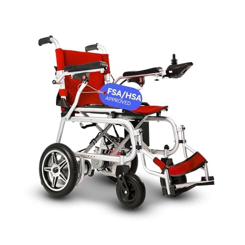 Culver Artemis Pro Lightweight Foldable Electric Wheelchairs for Seniors - 2x250W Motor Power Wheelchair - Travel/User Friendly Electric Wheelchairs for Seniors, Long Range Electric Wheelchair, Red