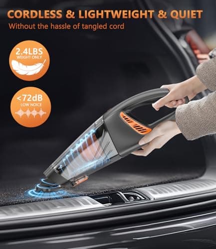MYUAKO Handheld Vacuum Cordless, 18000Pa 160W Hand,30Min Car Vacuum Portable Cordless Rechargeable High Power Lightweight LED Light Fast Charge Vacuum Cleaner for Car Home 7