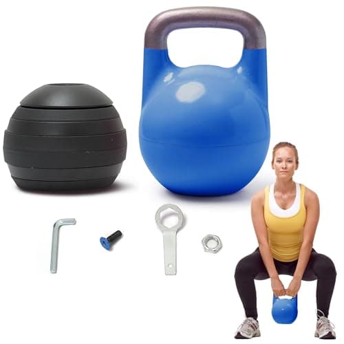 Kettlebell Kings 12-32kg Adjustable Kettlebell Sets - Gym Weight Set for Exercises - Competition Style Strength Training Kettlebells for Weight Training in Gym/Home - Body Building Weights - Blue
