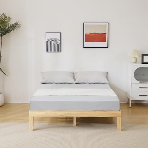 Karl home 12 Inches Wood Platform Bed Frame, Queen Bed Frame, Solid Wood Foundation with Wood Slat Support, Easy Assembly No Box Spring Needed (Natural) 7