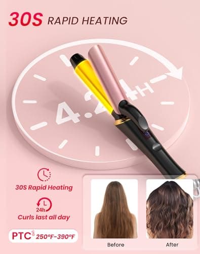 Ukliss Mini Curling Iron for Short Hair with Anti-Scald Tip, 30s Fast Heat & Dual Voltage for Travel, Creates Soft Waves & Curls on Short to Medium Hair, Includes EU/UK Adapter (Black, 1 inch) 7