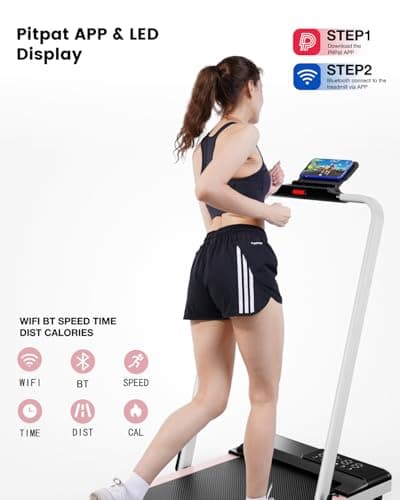 DeerRun Foldable Walking Pad Treadmill for Home & Office, Under Desk Walking Pad Treadmill with 9% Manual Incline and Handlebar, 0.6–7.5 MPH, 300 lb Capacity, App & Remote Control 7