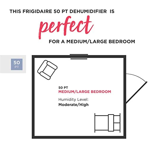 Frigidaire 50 Pint Dehumidifier with Pump. 4,500 Square Foot Coverage. Ideal for Large Rooms and Basements. 1.7 Gallon Bucket Capacity 18